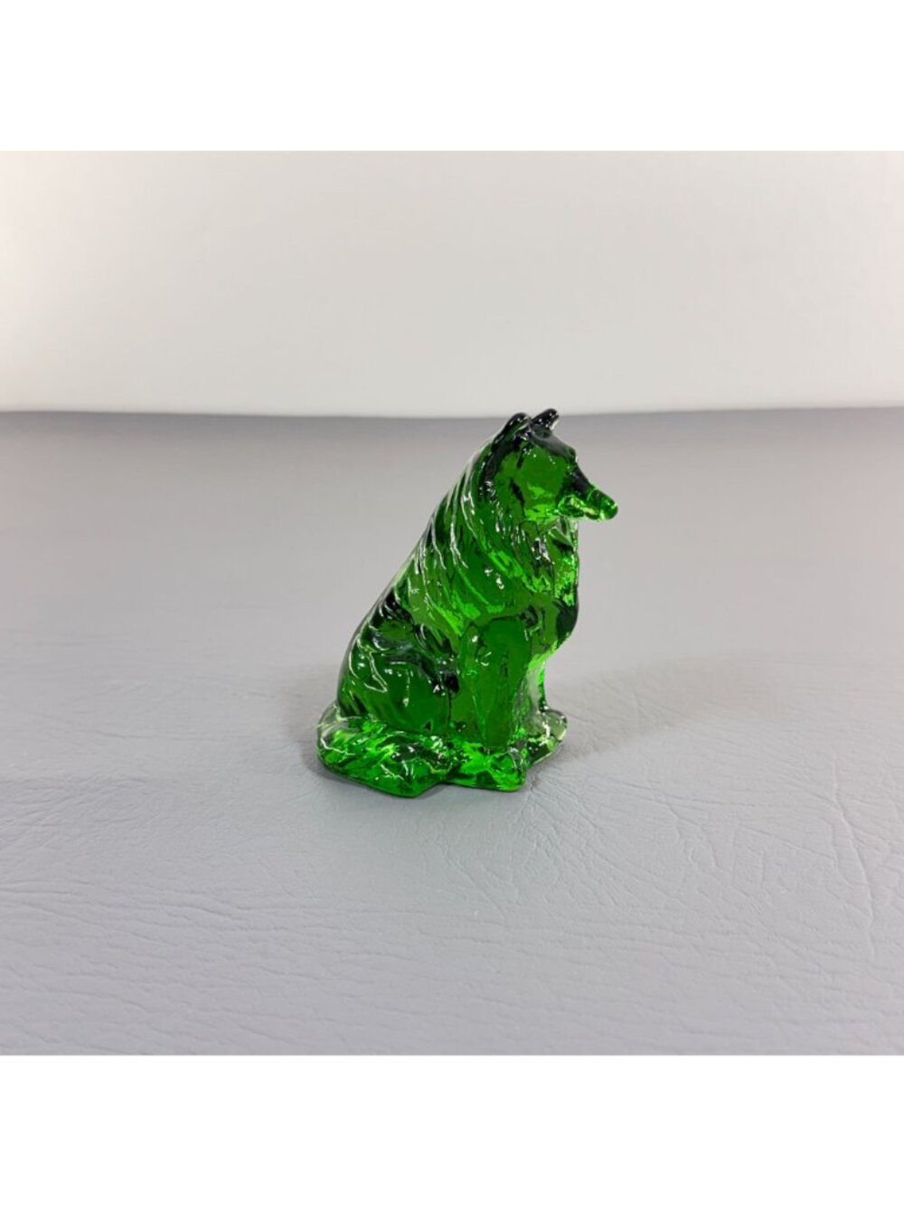 Vintage Mosser Glass Emerald Green Collie Dog Figurine Seated Shepherd 3.75" - Picture 14 of 14